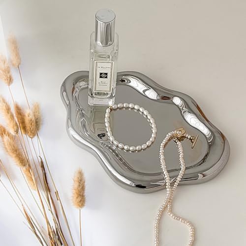 Ceramic Jewelry Dish for Women, Silver Cloud Trinket Dish Jewelry Holder - Image 2