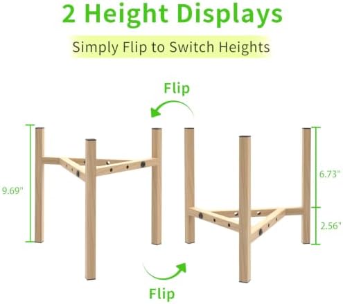 Airpark Adjustable Metal Plant Stand, Stable Plant Pot Flower Holder Indoor Outdoor Corner, Fit 8 9 10 11 12 inch Pots, Wood-Grain (Pot & Plant Not Included) - Image 4
