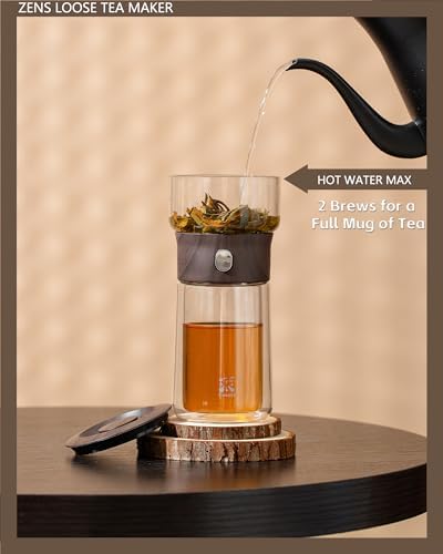 ZENS Glass Infuser Teapot, One Touch Tea Maker for Loose Leaf Tea - Image 3