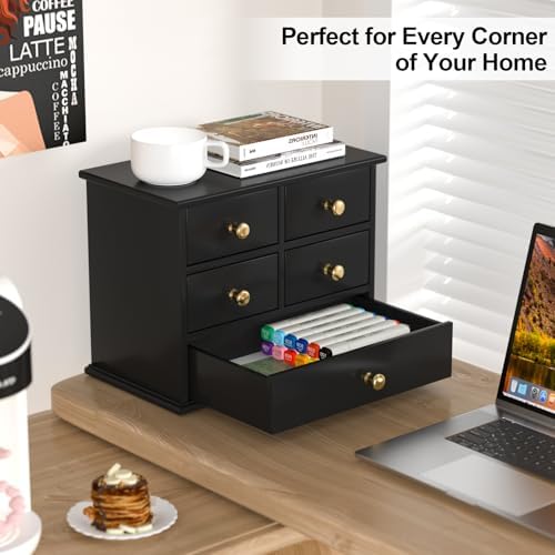 Oak Desk Organizer with Drawers, Durable Wooden Desktop Storage Box - Image 4