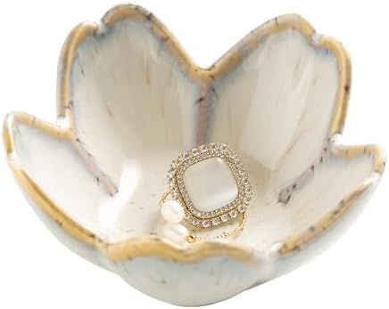 Flower Ring Holder Dish, Ceramic Jewelry Tray, Small Trinket Dish by QNMUSUNC
