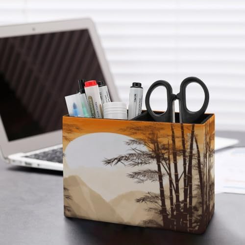Japanese Bamboo Trees Desk Organizer Pen Holder with 2 Slots - Image 5
