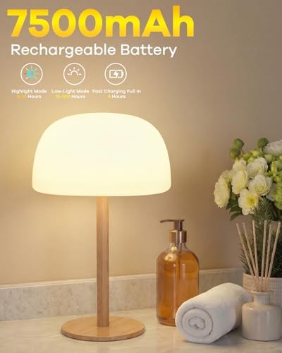 Waterproof Shower Lamp Cordless Lamp - 7500mAh Rechargeable Table Lamp, Bathroom Lamp, RGB 15 Colors & 3 Color Temperature Touch Dimmable, Shower Light for Inside Shower, Bathtub, Bedroom, 2PCS - Image 3