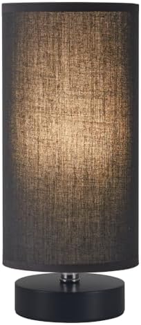 lifeholder Table Lamp, Bedside Nightstand Lamp, Simple Desk Lamp, Cylinder Table Lamp for Bedroom Living Room Office Study, Black Shade and Base (Black) by lifeholder