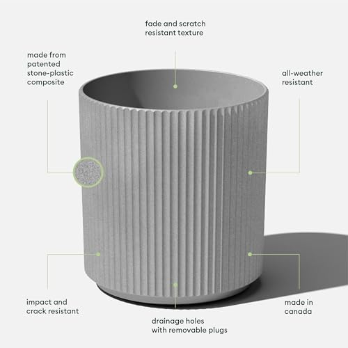 Veradek Round Demi Planter Pots for Indoor/Outdoor Garden Use | Made from Plastic - Concrete Mix with Drainage Holes | Perfect for Small to Large Succulent Plants, Flowers, Modern Interior Plants - Image 2
