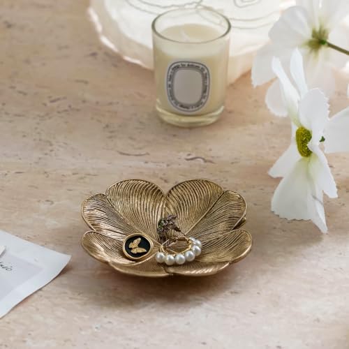 NIKKY HOME Small Jewelry Tray, Vintage Gold Jewelry Dish Tray for Dresser - Image 4