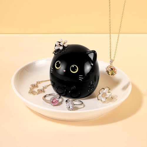 PUDDING CABIN Cat Lover Gifts for Women, Black Cat Ring Holder Dish for Jewelry Rings Earrings Necklace Watch Keys, Birthday Christmas Engagement Wedding Gifts - Image 3