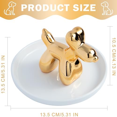 OSOPOLA Ceramic Golden Dog Jewelry Tray Ring Holder Dish Key Tray - Image 2