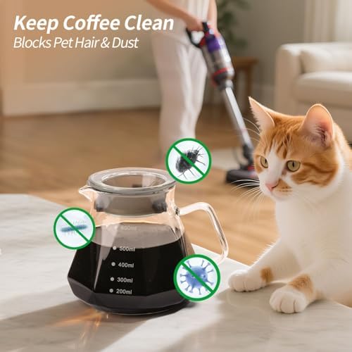 Pour Over Coffee Maker 20 OZ, 6 Cup Borosilicate Glass Drip Coffee Maker with 40 pcs V60 Paper Filter and Walnut Grip for Home Café 600 ML - Image 3