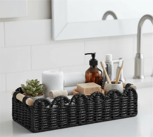 CubesLand Scalloped Toilet Paper Storage Basket W/Handle for Home Decor - Image 5