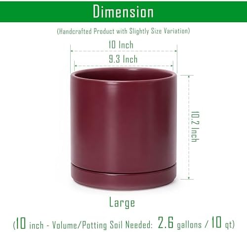 D'vine Dev 10 Inch Ceramic Planter Pot, Cordovan, 94-O-E-4 - Image 3