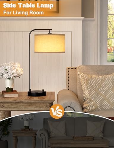 20.7" Tall Table Lamp with USB & Outlet, Fully Dimmable Nightstand Lamp - Image 5