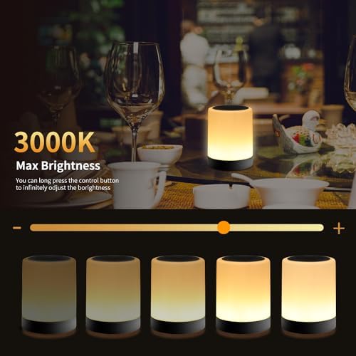 OORUN Touch Bedside Table Lamp,13 RGB Colors & 5 Brightness, USB Rechargeable Desk Lamp, Remote Control Dimmable Light with RGB Color Changing,Portable Lamp for Baby (Black) - Image 4