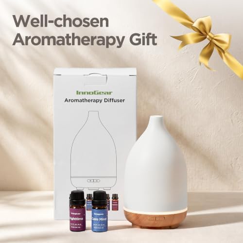 InnoGear 150ml Ceramic Diffuser for Home & 6 Essential Oils Scent Gift Set - Image 4