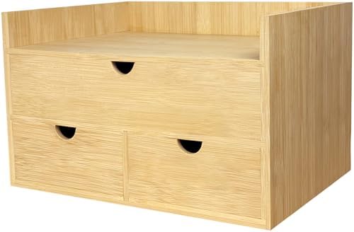 Bamboo Desk Organizer with 3 Drawers, Wood Storage Box for Office Supplies by Elevateyourmomentwithus