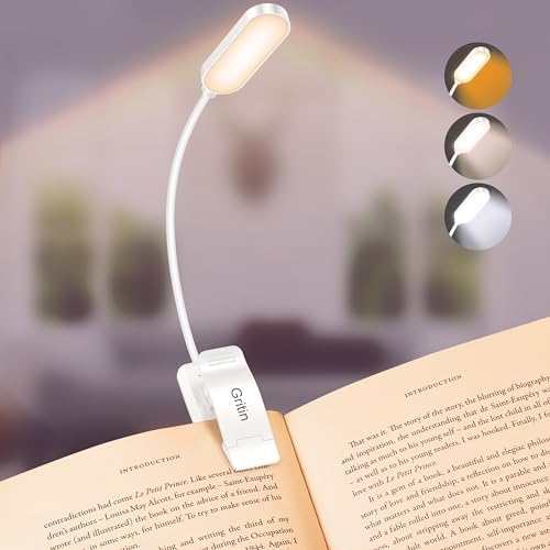 Gritin 16 LED Rechargeable Book Light for Reading in Bed by Gritin