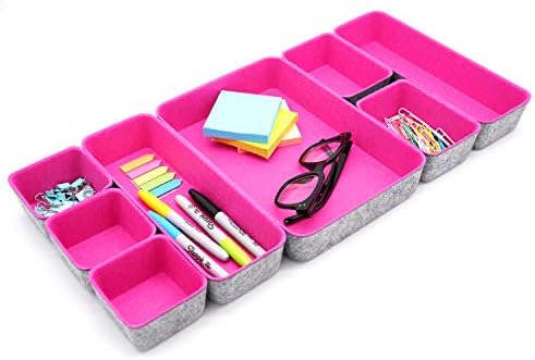 Welaxy Hot Pink Drawer Organizers 8pc Desk Tray Makeup Office Storage Bin by Welaxy