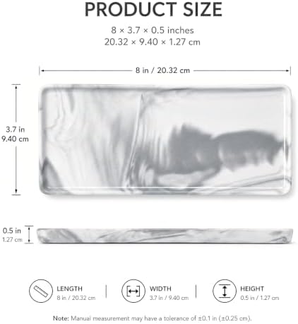 8″ x 3.7″ Ceramic Vanity Tray, Decorative Rectangular Organizer for Bathroom Countertop, Dresser Top, Kitchen & Bathtub, for Soap, Perfume, Candle, Jewelry & Cosmetics (Marble-Grey) - Image 3