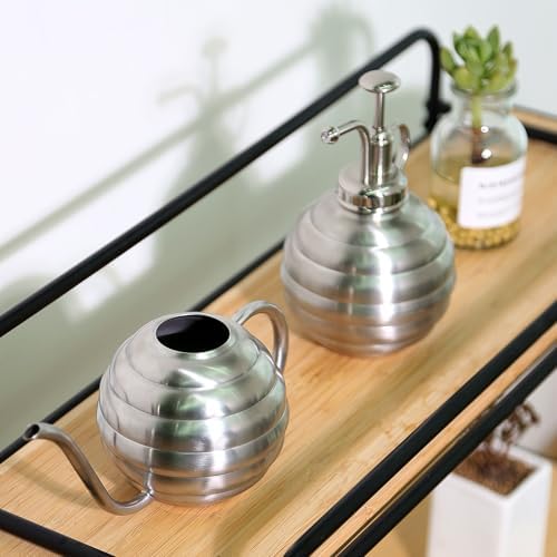 Plant Watering Bottle, 400ml/14oz, Retro Style Watering Can, Matte, Frosted (Silver) - Image 6