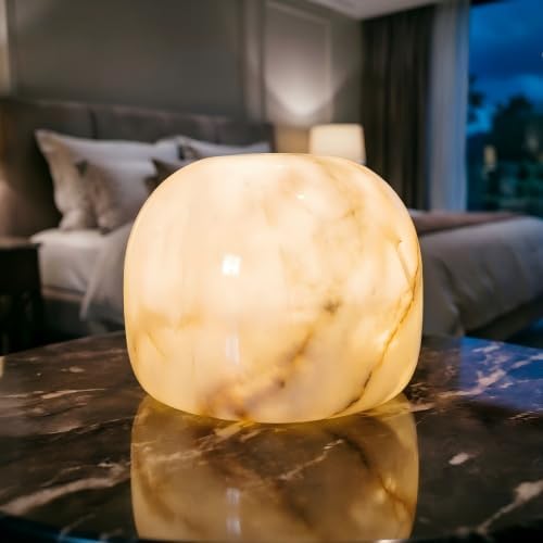 Marmor Marble Lamp Table Lamp Unique Stone Touch Lamp Pat Lamp Type-C 3 Way Bedside Lamp Ambient Light Bedroom Stands Night Light Decorative LED Warm Portable Lamp Rechargeable (Mid Century Modern) by Marmor