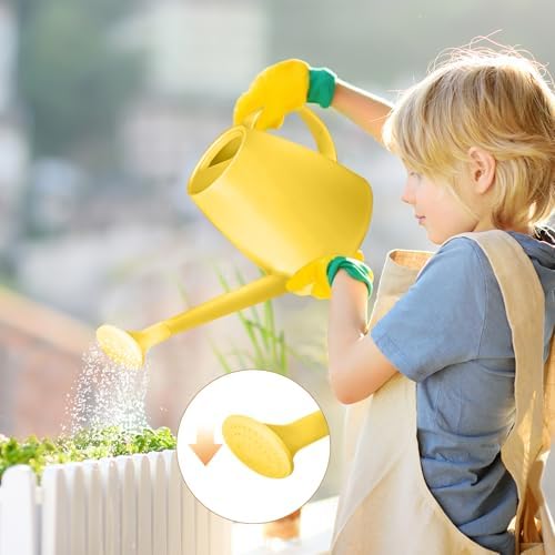 Plastic Watering Can - for Indoor and Outdoor House Plant Garden - with Long Spout - 1/2 Gallon - Yellow - Image 5