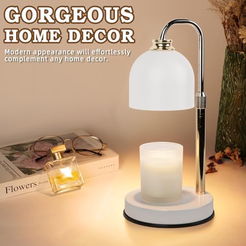 Funistree Candle Warmer Lamp with Timer Dimmable, Birthday Gifts for Women Mom, Modern Candle Warmer, White Candle Lamp for Jar Scented Candles, Home Decor, Christmas Wax Melt Warmer with 2 Bulbs - Image 2