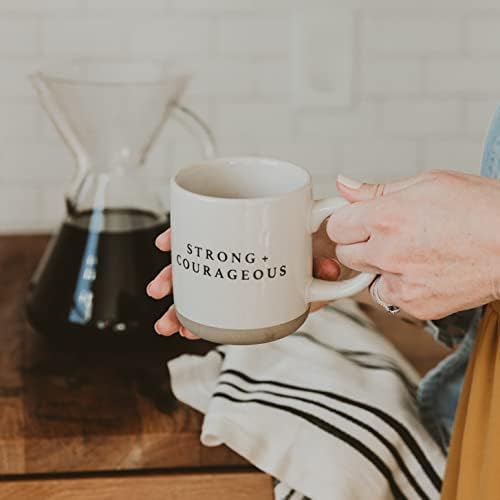 Sweet Water Decor Strong and Courageous Stoneware Coffee Mug | Mom Mug | Novelty Coffee Mugs | Microwave & Dishwasher Safe | 14oz Coffee Cup | Inspirational Gifts - Image 4