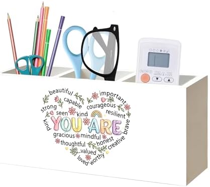 Positive Affirmation Gifts for Women Pen Pencil Holder Organizer for Desk Decor, Inspirational You Are Words of Affirmation Gifts Wood Signs Makeup Brush Toothbrush Holder by Unknown