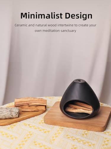Ceramic Palo Santo Holder, Modern Incense Burner, Smudge Bowl (Black) - Image 4