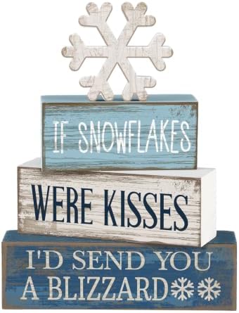 Moucuny 4 Pcs Christmas Table Decorations Wooden Snowflake Decor Winter by Moucuny