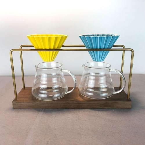 Ceramic Coffee Dripper Pour Over Coffee Maker with Wood Stand Elegant Flower Shape Filter - Image 7