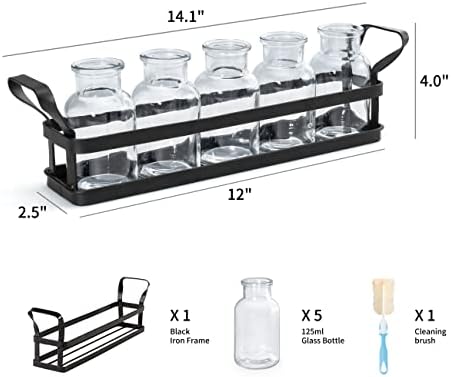 Mkono Propagation Stations, 5 Jars Desktop Glass Plant Terrarium with Stand - Image 3