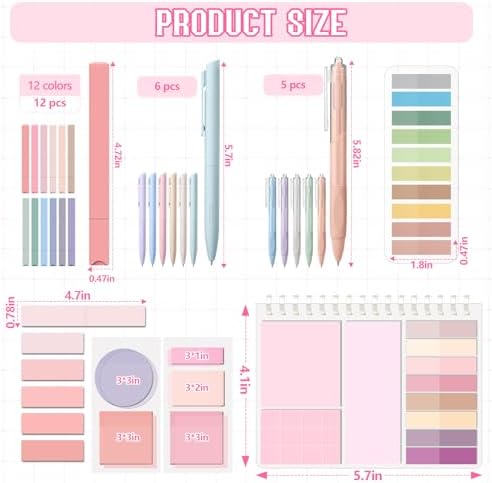 Jutom 41 Pcs Aesthetic Book Annotation Kit with Pencil Bag Bible Journaling Kit Notebook Sticky Note Tab Highlighter Black Ink Pen Page Marker School Office Supplies Christmas Bible Lover Gift(Pink) - Image 5