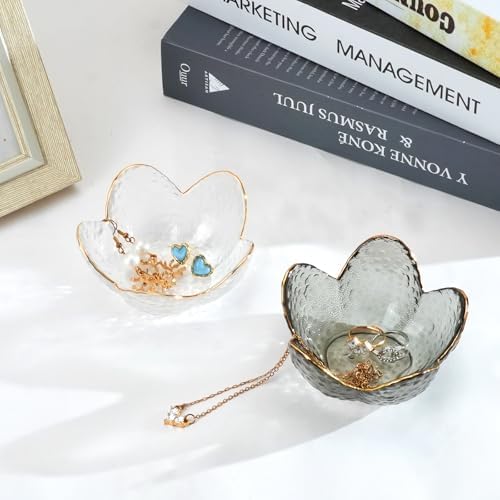 2Pcs Flower Glass Jewelry Trays, Mini Aesthetic Ring Dish Holders - Image 5