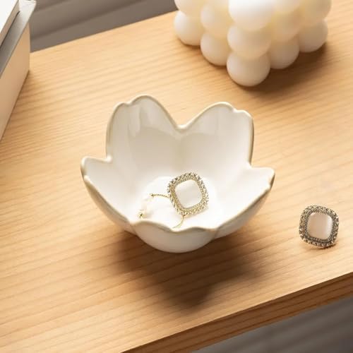 Elegant Floral Ceramic Jewelry Tray for Home Decoration and Accessory Organization Stylish Small Trinket Dish Ceramic Jewelry Dish with Stable Base - Image 6