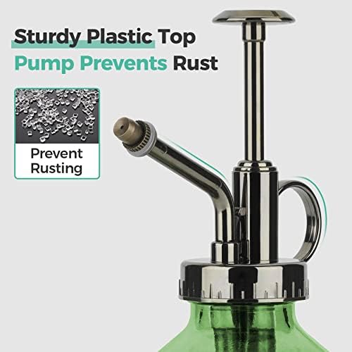 T4U Glass Plant Mister 200ML, Vintage Spray Bottle with Top Pump, Fine Mist Garden Flower Sprayer Small Decorative Spritzer Watering Can Gift for Indoor Outdoor Succulent House Plant (Green) - Image 2