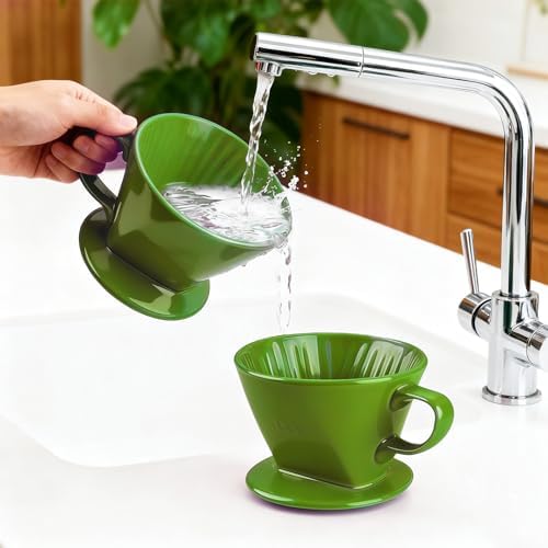 Ceramic Pour Over Coffee Dripper, V-Shaped Coffee Filter Cone - Image 3