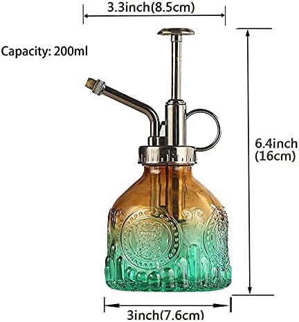 Glass Plant Mister Spray Bottle Indoor Watering Can 6.4inch Tall with Bronze Plastic Top Pump Vintage Small Plant for Outdoor Garden Succulent Flower - Image 4