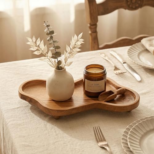 Teak Wood Decorative Tray, Freeform Bathroom Counter Tray, 15 Inch - Image 2