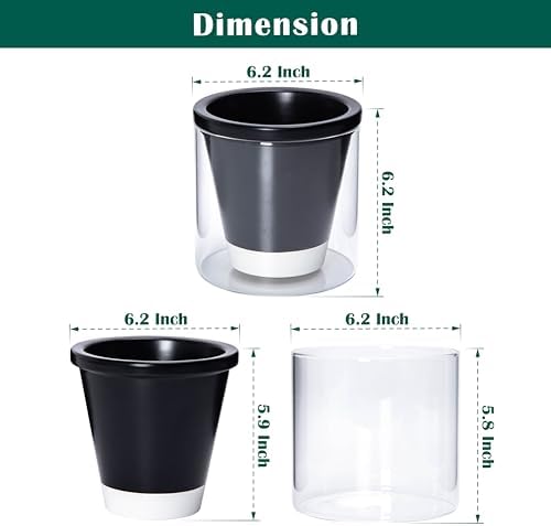 D'vine Dev Self-Watering Black Terracotta Planter Pot, 6 in, 37-X-B-3 - Image 3