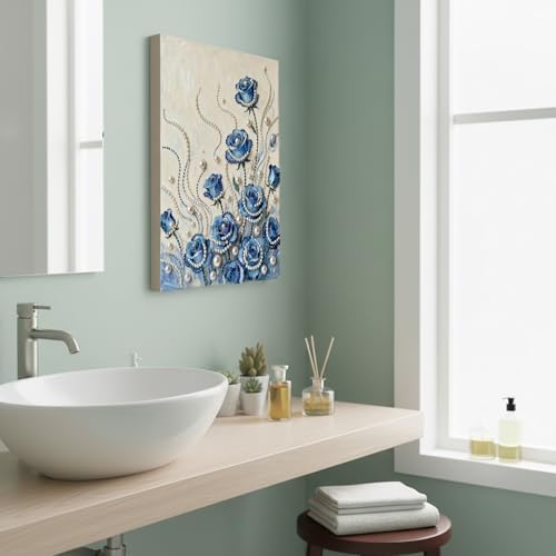 LQCrafK DIY Pearl Art Painting Handcraft Kit for Adults Beginners, Creative Design, Healing Stress-Relieving Home Wall Decoration, with Framed Painting and Tools-Blue Rose - Image 5