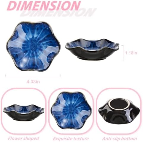WHJY 2 Pack Ceramic Jewelry Dish 4.3 Inch Ring Holder for Women Decorative Lotus Flower Trinket Tray for Room Decor Green and Blue Vanity Storage for Ring Earring Necklace - Image 2
