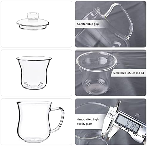 CNGLASS Glass Tea Cup with Removable Infuser and Lid,10oz Thickened Glass Infuser Mug,Borosilicate Glass Mug for Loose Leaf Tea,Teabags - Image 2