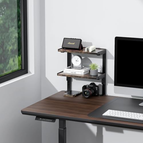Spacrea Clamp on Desk Shelf, 2 Tier Office Desk Shelves Organizer, Wood Desktop Supplies Storage Rack, Desk Organizers and Accessories (Wood) - Image 7