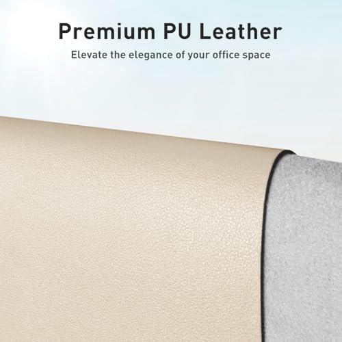 Aothia Faux Leather Desk Mat - Non-Slip PU Leather Desk Blotter, Waterproof Writing Surface, Large Desk Pad for Office & Home (Beige, 55" x 24") - Image 2