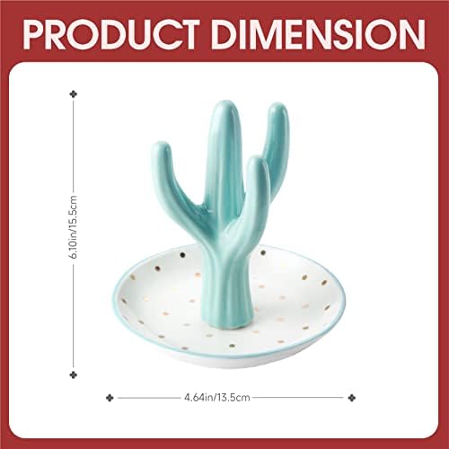 PUDDING CABIN Cactus Ring Holder, Birthday Gift for Women Her Mom Friend Female, Macaron Jewelry Dish with Dots Ins Room Decor Jewelry Dish for Rings Earrings Bracelets Necklace Organizer… - Image 5