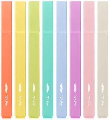 Mr. Pen- Aesthetic Highlighters No Bleed, 8 Pack, Assorted Colors | Chisel Tip, Cute Highlighters Assorted Colors for Journaling, Highlighting, Underlining, Fast Dry, Back to School Supplies by MrPen