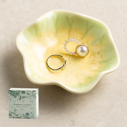 Ceramic Lotus Leaf Trinket Dish, Ring Holder for Jewelry by Unknown
