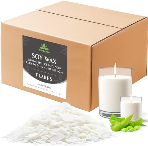 Soy Wax Flakes, Waxcanpy Natural Candle Wax, Organic Soy Wax for Candle Making from Farm, No Additives, Harmless and Pure (40lb) by Waxcanpy