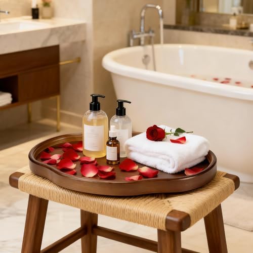 Bamboo Wood Serving Tray, 14.57 Inch Irregular Decorative Serving Trays Platters for Home,Party,Coffee Table,Dining Table & Countertop - Image 6